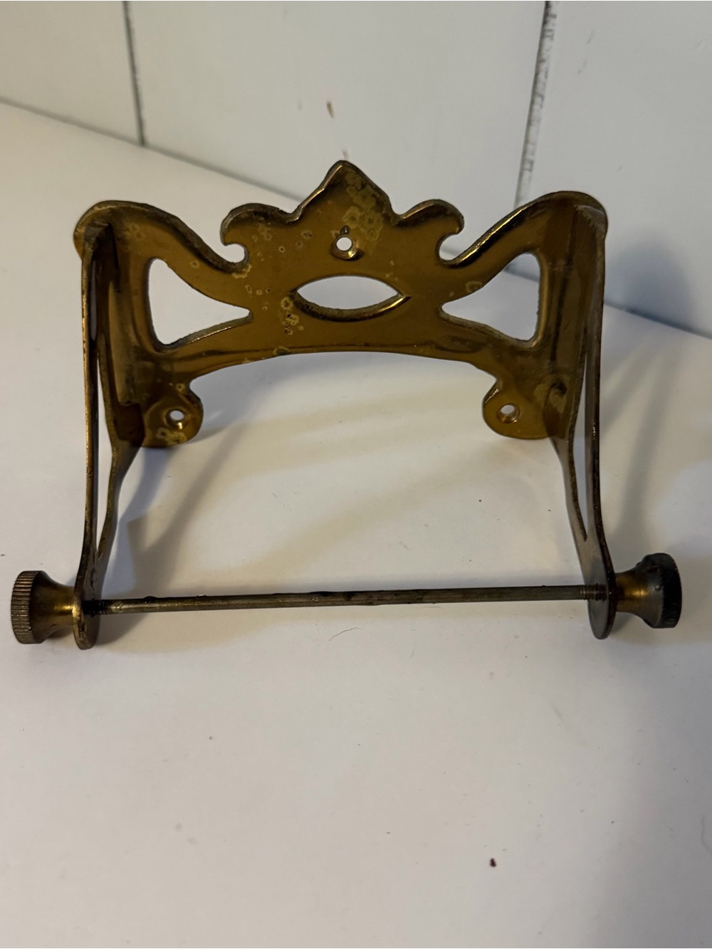 Vintage Toilet Paper Bathroom Holder Gold Brass Antique Victorian MCM Decor